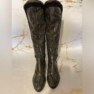 Donald J. Pliner Black Snake Print Ankle Boots